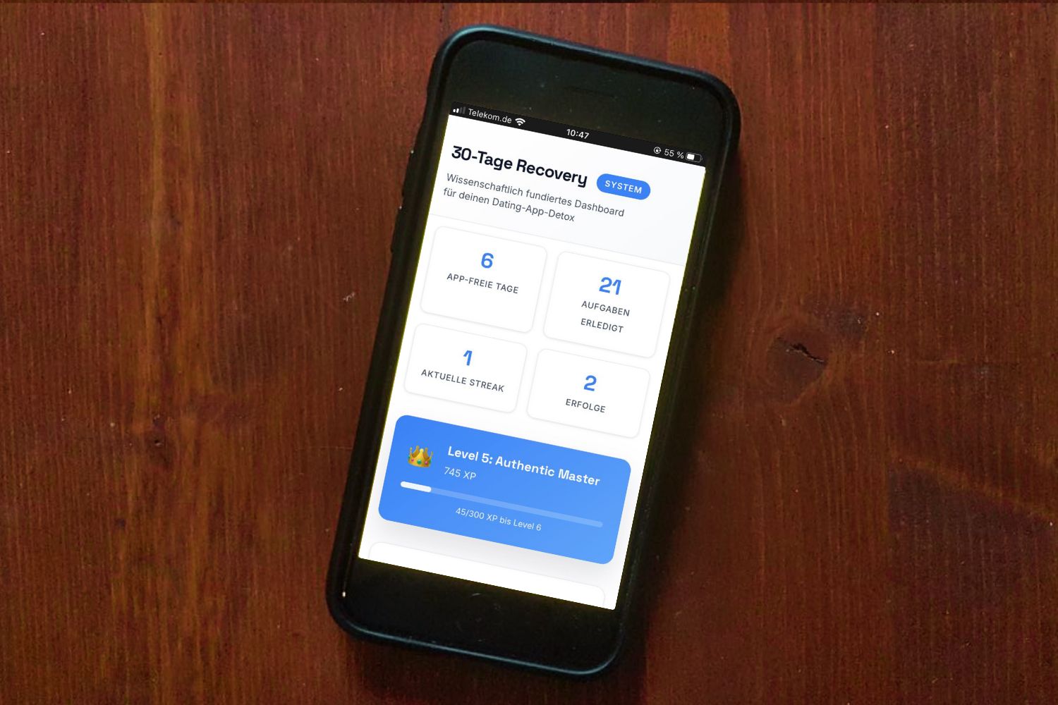 Die gamifizierte Recovery-App - Dein täglicher Fortschritt